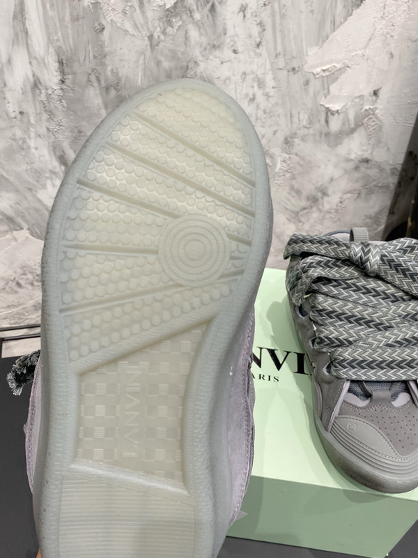 Lanvin Curb Sneakers Napa Leather Sneakers, Grey