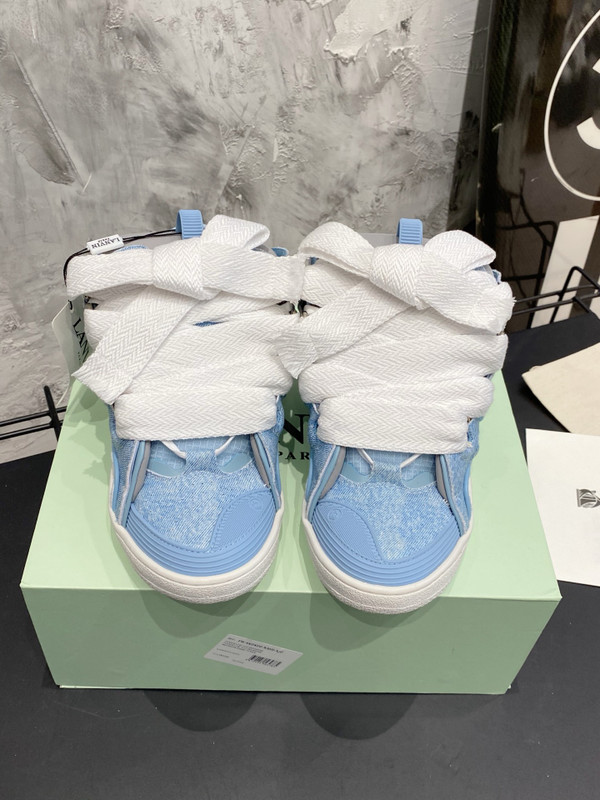Lanvin Curb Sneakers Denim/Napa Leather Sneakers, Light Blue