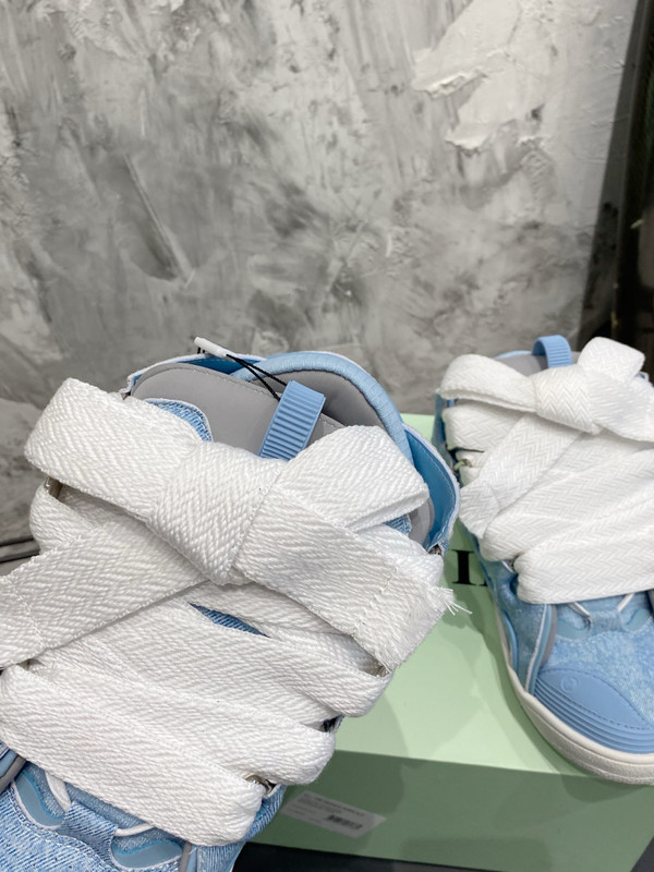 Lanvin Curb Sneakers Denim/Napa Leather Sneakers, Light Blue