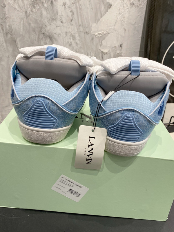 Lanvin Curb Sneakers Denim/Napa Leather Sneakers, Light Blue