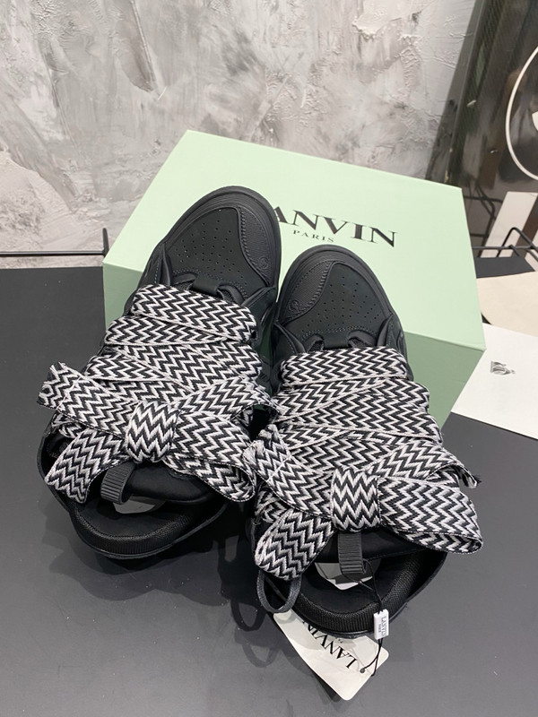 Lanvin Curb Sneakers Napa Leather Sneakers, Black