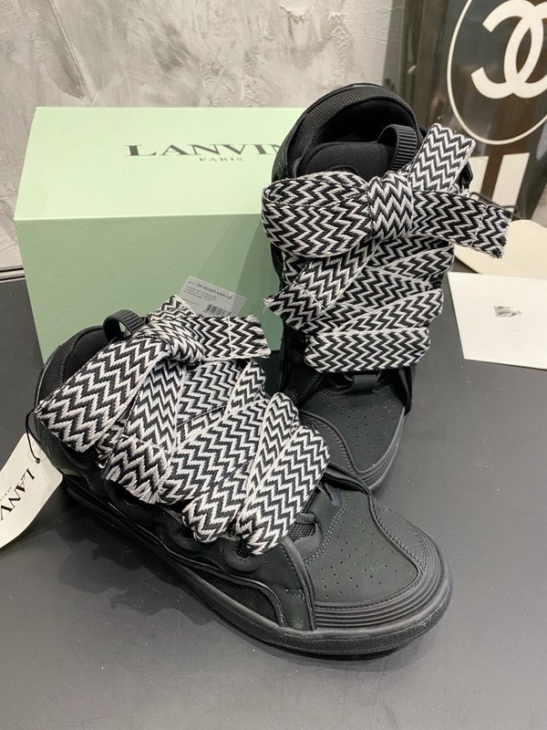 Lanvin Curb Sneakers Napa Leather Sneakers, Black