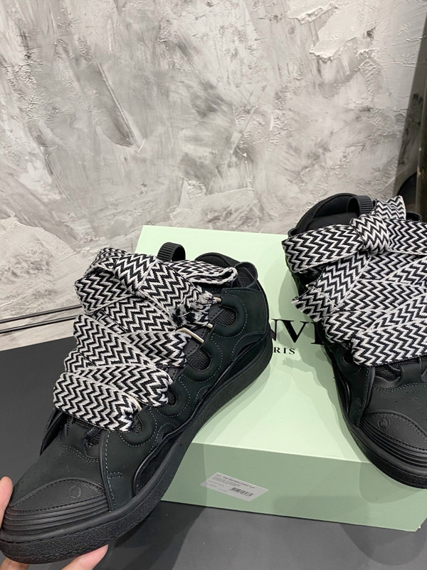 Lanvin Curb Sneakers Napa Leather Sneakers, Black
