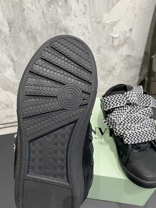 Lanvin Curb Sneakers Napa Leather Sneakers, Black