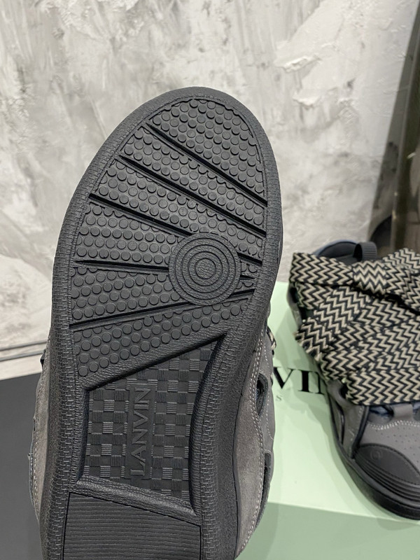 Lanvin Curb Sneakers Napa Leather Sneakers, Black/Grey