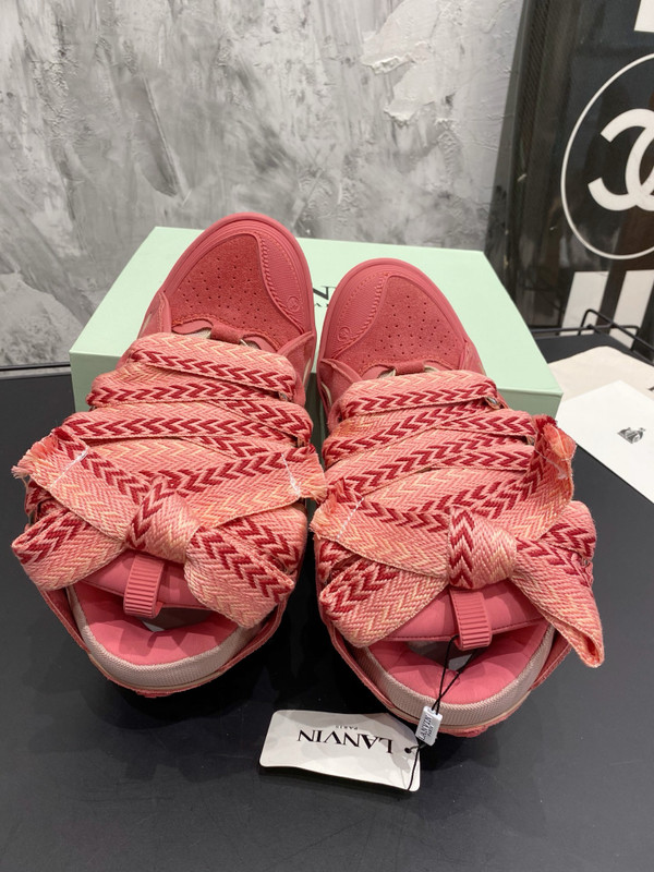 Lanvin Curb Sneakers Napa Leather Sneakers, Sherbert Pink