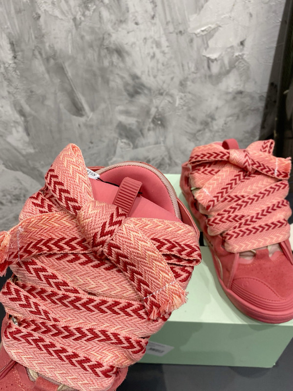 Lanvin Curb Sneakers Napa Leather Sneakers, Sherbert Pink