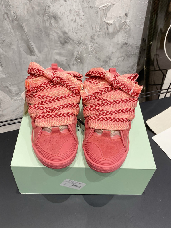 Lanvin Curb Sneakers Napa Leather Sneakers, Sherbert Pink