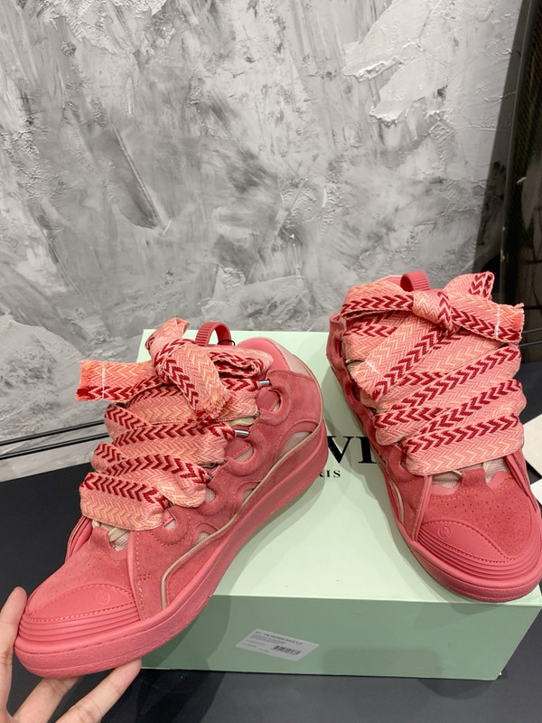 Lanvin Curb Sneakers Napa Leather Sneakers, Sherbert Pink