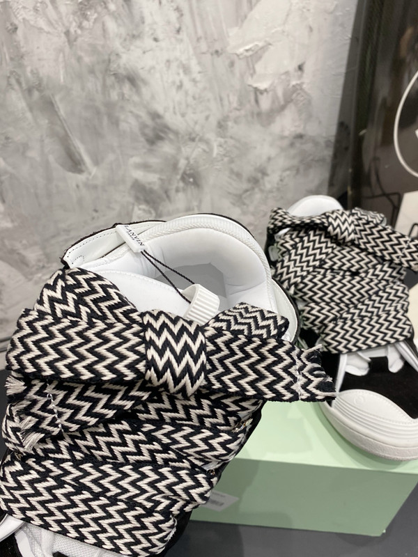 Lanvin Curb Sneakers Velour/Napa Leather Sneakers, Black/White