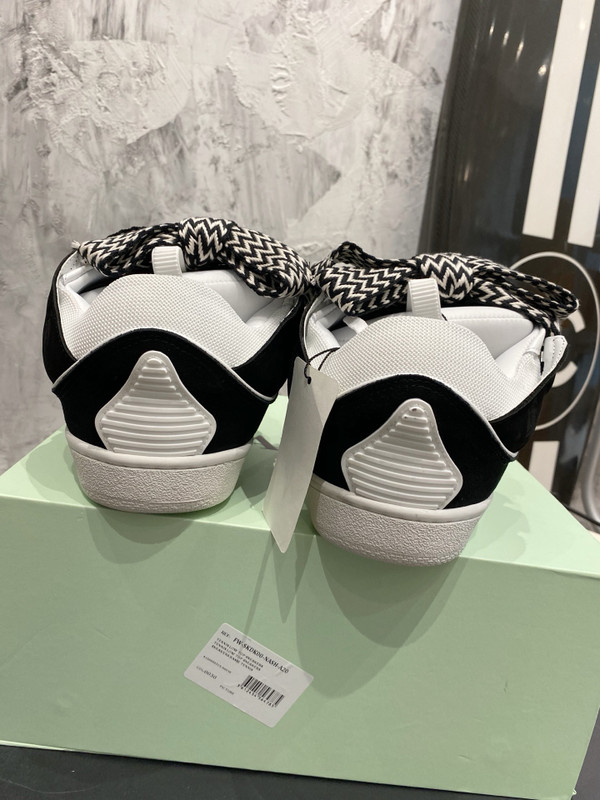 Lanvin Curb Sneakers Velour/Napa Leather Sneakers, Black/White
