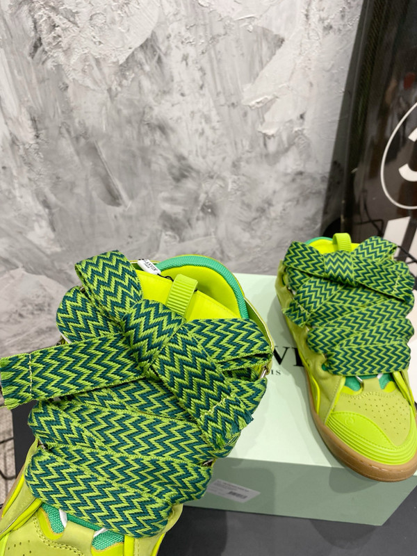Lanvin Curb Sneakers Suede/Napa Leather Sneakers, Light Green