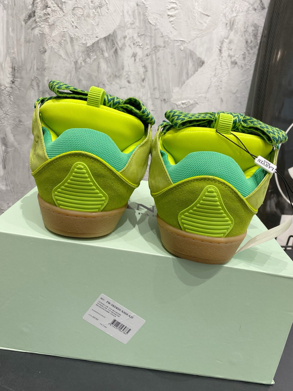 Lanvin Curb Sneakers Suede/Napa Leather Sneakers, Light Green