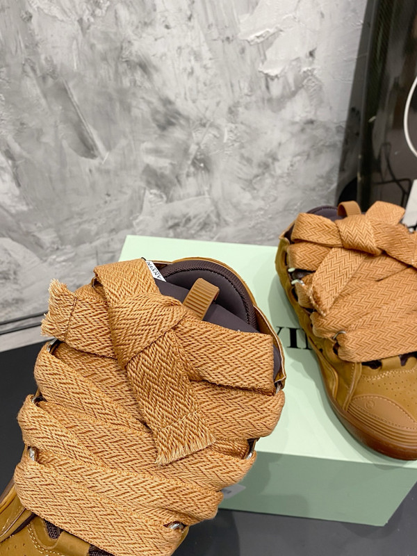 Lanvin Curb Sneakers Suede/Napa Leather Sneakers, Gum Brown