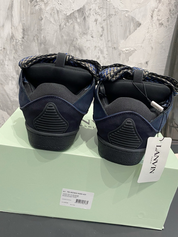Lanvin Curb Sneakers Suede/Napa Leather Sneakers, Midnight Blue