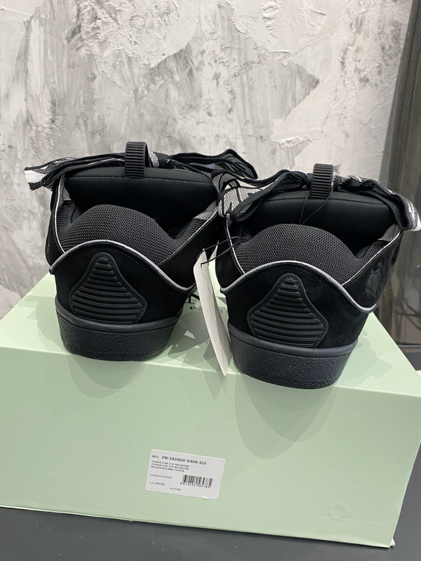 Lanvin Curb Sneakers Suede/Napa Leather Sneakers, Black/Light Grey