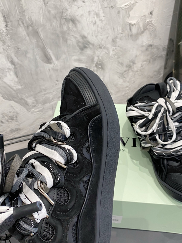 Lanvin Curb Sneakers Suede/Napa Leather Sneakers, Black