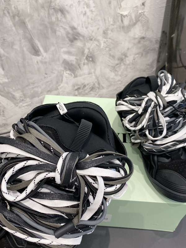 Lanvin Curb Sneakers Suede/Napa Leather Sneakers, Black