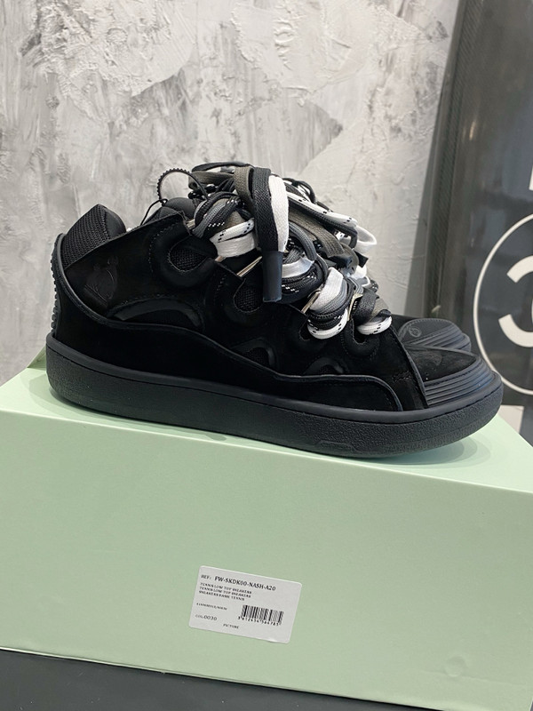 Lanvin Curb Sneakers Suede/Napa Leather Sneakers, Black