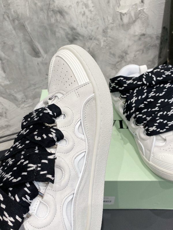 Lanvin Curb Sneakers Suede/Napa Leather Sneakers,  White