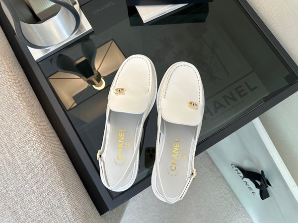 Chanel Slingback Mocassin Loafer Flats Women Calfskin 2024/2025 Métiers D'art Collection, White