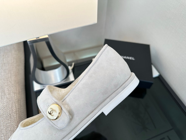 Chanel Mary Jane Ballet Flats Women Shearling Fur, Calfskin 2024/25 Métiers D'art Collection, Off White