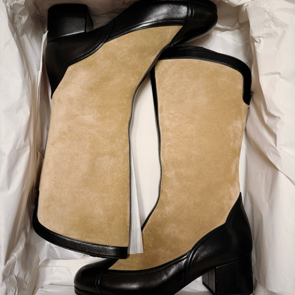 Chanel Boots Womens Suede Calfskin 2024/2025 Métiers D'art Collection, Tan/Black
