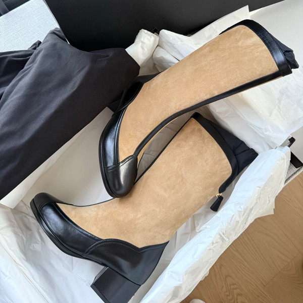 Chanel Boots Womens Suede Calfskin 2024/2025 Métiers D'art Collection, Tan/Black