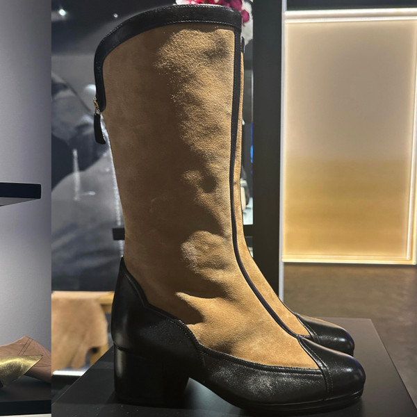 Chanel Boots Womens Suede Calfskin 2024/2025 Métiers D'art Collection, Tan/Black