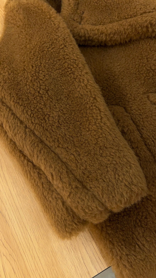 Max Mara Women's Hooded Teddy Bear Winter Coat 10th Anniversary Tobacco