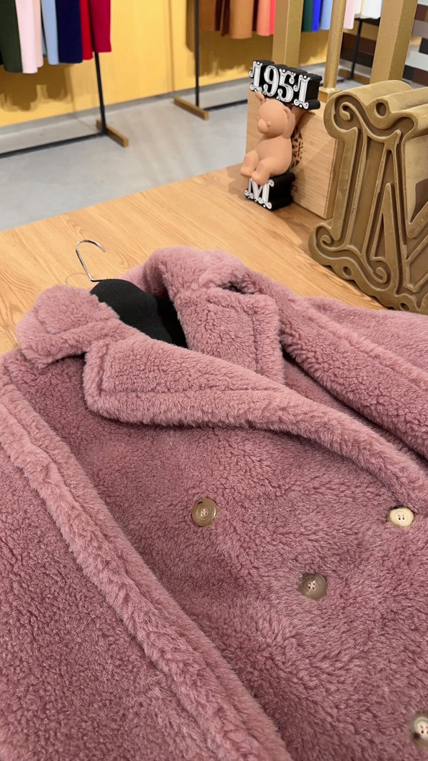 Max Mara Women's Teddy Bear Winter Coat 10th Anniversary Pink