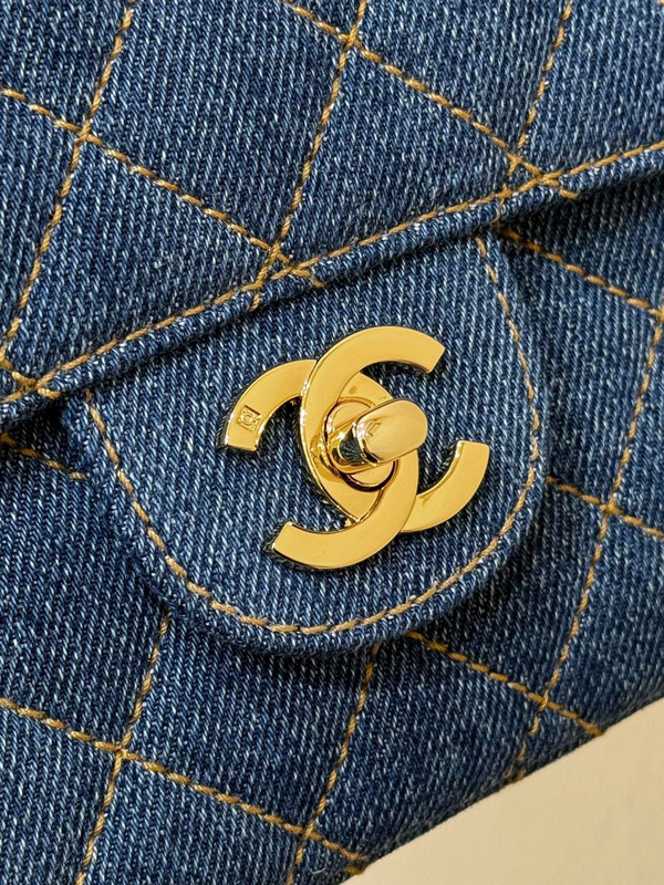 Chanel Vintage Denim Backpack 26cm Lambskin Leather, Blue