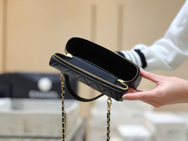 Chanel Slim Vanity Case Bag 23cm Caviar Leather Spring Summer 2026 Bag Collection Act 1 AS5090, Black