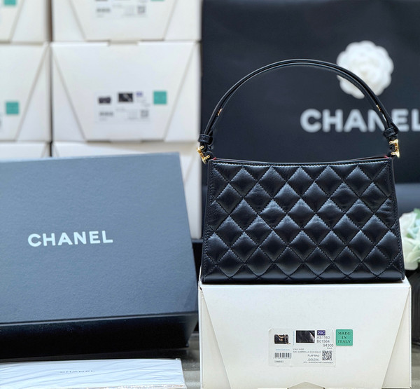 Chanel Shoulder Bag 23cm Lambskin Leather Spring Summer 2026 Bag Collection Act 1 AS5090, Black