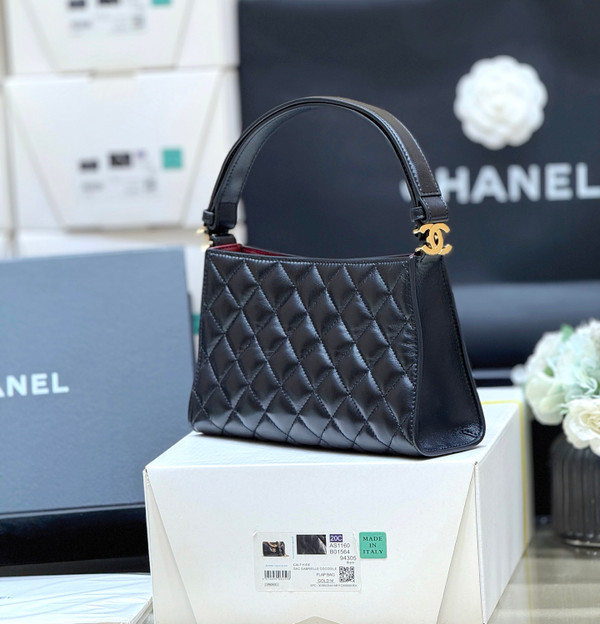 Chanel Shoulder Bag 23cm Lambskin Leather Spring Summer 2026 Bag Collection Act 1 AS5090, Black