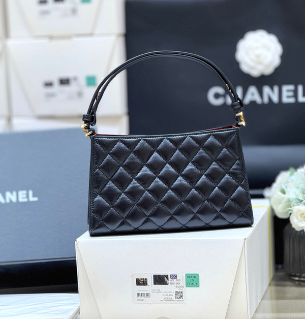 Chanel Shoulder Bag 23cm Lambskin Leather Spring Summer 2026 Bag Collection Act 1 AS5090, Black