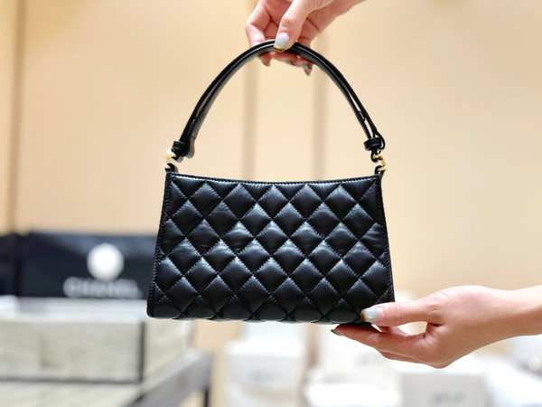 Chanel Shoulder Bag 23cm Lambskin Leather Spring Summer 2026 Bag Collection Act 1 AS5090, Black