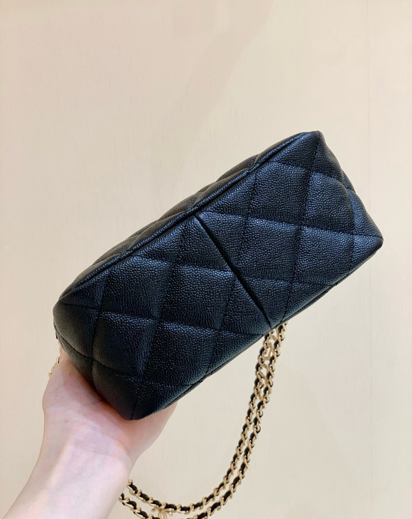 Chanel Hobo Bag 19cm Caviar Leather Spring Summer 2022C Bag Collection AS3223, Black