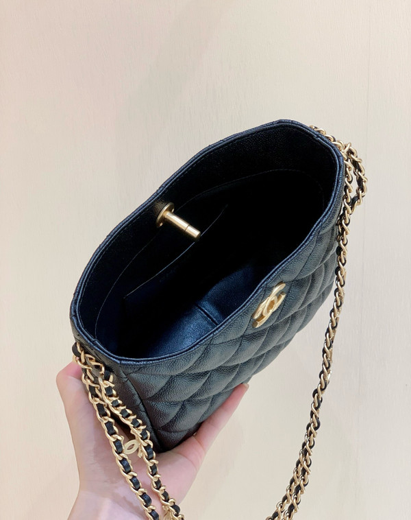 Chanel Hobo Bag 19cm Caviar Leather Spring Summer 2022C Bag Collection AS3223, Black