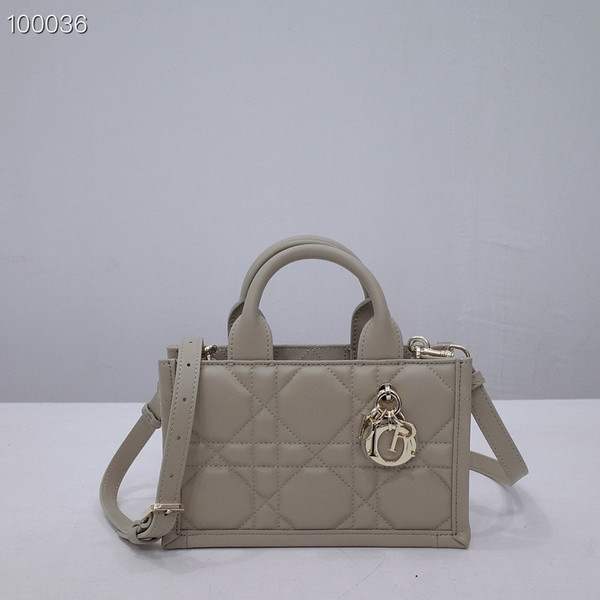 Christian Dior Mini Book Tote Bag 22cm Macrocannage Calfskin Leather, Powder Beige