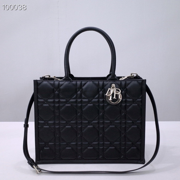 Christian Dior Large Book Tote Bag 36cm Macrocannage Calfskin Leather, Black