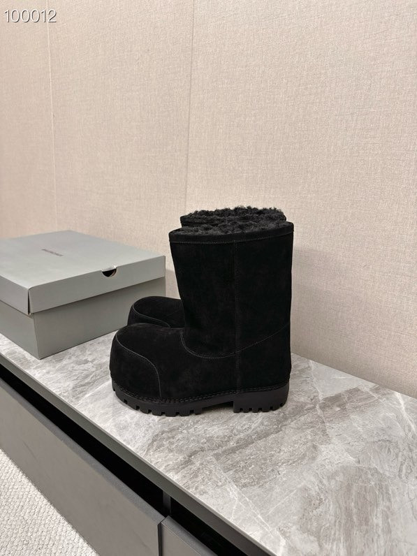 Balenciaga Alaska Split Calfskin Faux-Fur High Boots, Black