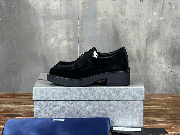 Prada Suede Loafers Calfskin Leather, Black