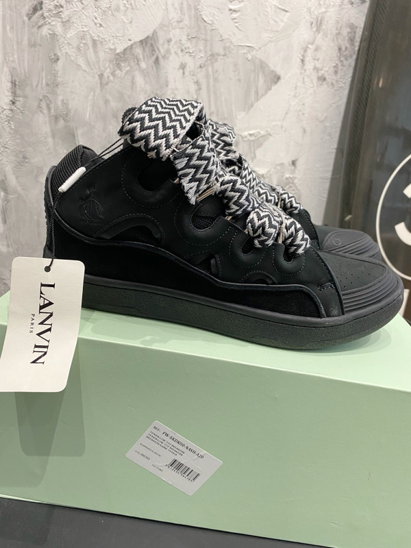 Lanvin Curb Sneakers Napa Leather Sneakers, Black