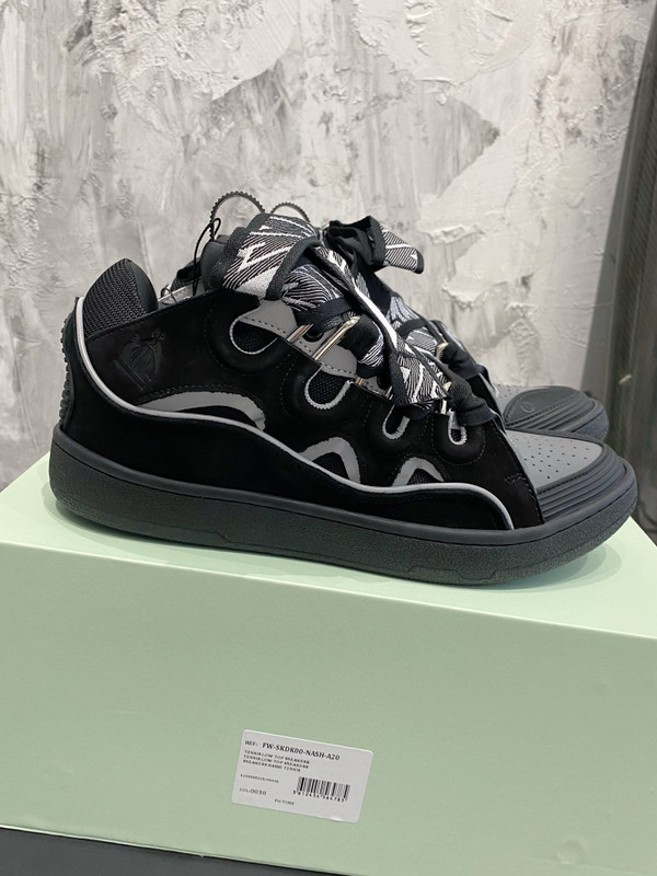 Lanvin Curb Sneakers Suede/Napa Leather Sneakers, Black/Light Grey