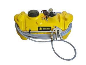 Side view of Gro-King 15 gallon Garden Sprayer pictured with 50 ft. of hose and the 22" Long Spray Gun Side view of Gro-King 15 gallon Garden Sprayer pictured with 50 ft. of hose and the 22" Long Spray Gun