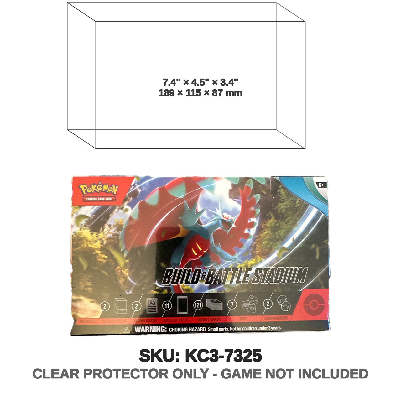 pokemon booster box case dimensions Dinavio Crafthouse PKMN Acrylic Display - Booster Box Protector Case - 8mm + 5mm Acrylic 5x3mm Magnets for display purposes only Acrylic Cases suitable for Pokemon