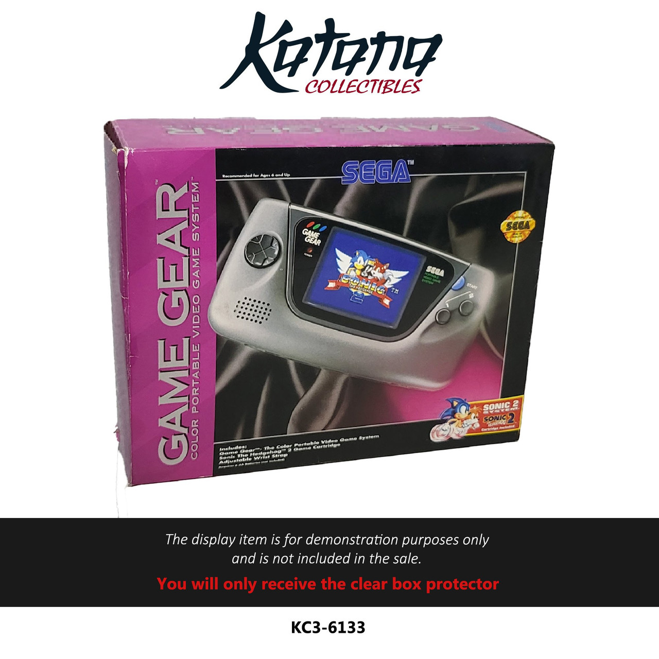 Katana Collectibles Protector For SEGA Game Gear Color Portable Video Game System With Sonic 2 The hedgehog Cartridge
