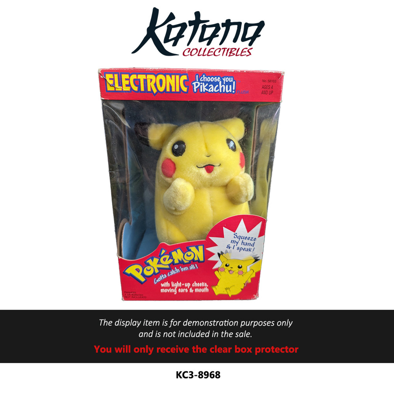 Katana Collectibles Protector For Pokémon Electronic I Choose You Pikachu! Plush 1999 Hasbro Nintendo