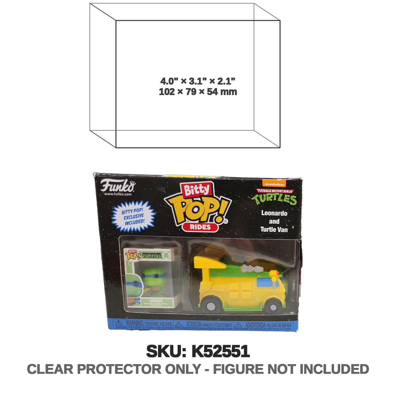 Leonardo and Turtle Van TMNT Bitty Pop! Rides Figure